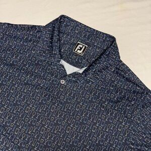 FootJoy Golf Polo Shirt Mens Size L Navy Blue Martini Glassware Short Sleeve